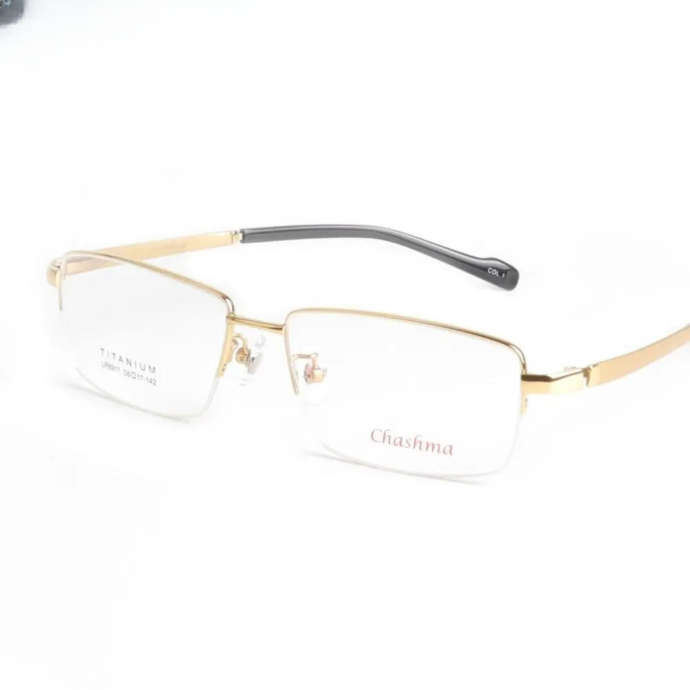 Square Semi-Rimless Titanium Oversized Prescription Glasses 8911 — view 9 | Rx Spectacle