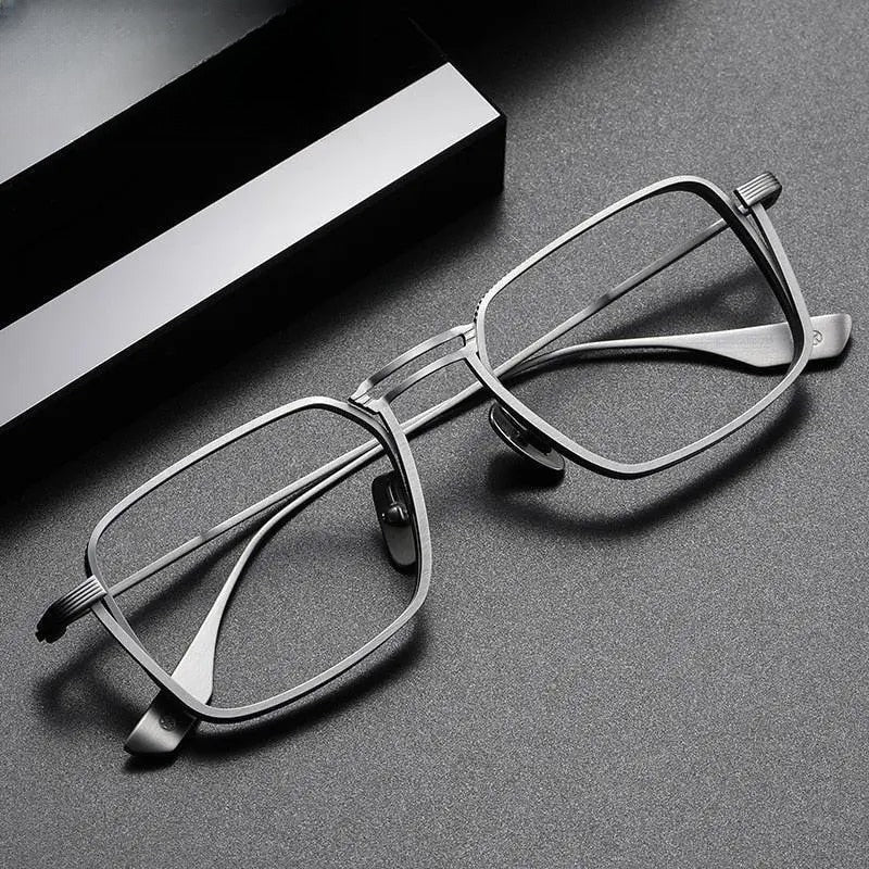 Unisex Square Full Rim Titanium Double Bridge Prescription Glasses Dlx125 — view 1 | Rx Spectacle