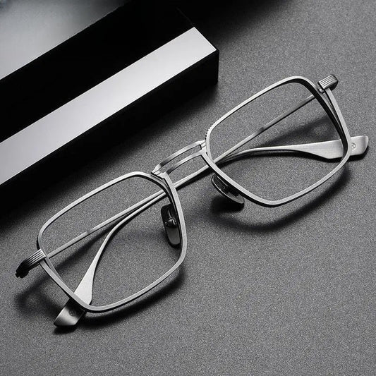 Unisex Square Full Rim Titanium Double Bridge Prescription Glasses Dlx125 — view 1 | Rx Spectacle