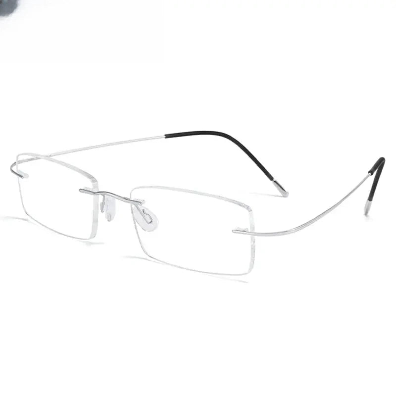 Unisex Square Rimless Titanium Prescription Glasses 408040 — view 3 | Rx Spectacle