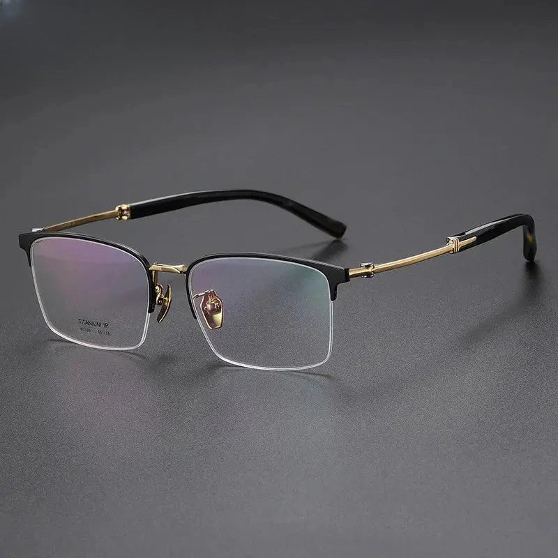 Men's Square Semi-Rimless Titanium Prescription Glasses 402035 — view 5 | Rx Spectacle