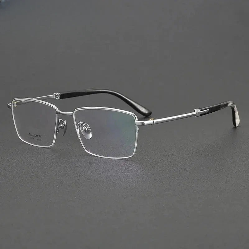 Unisex Square Semi-Rimless Titanium Prescription Glasses 932370 — view 3 | Rx Spectacle