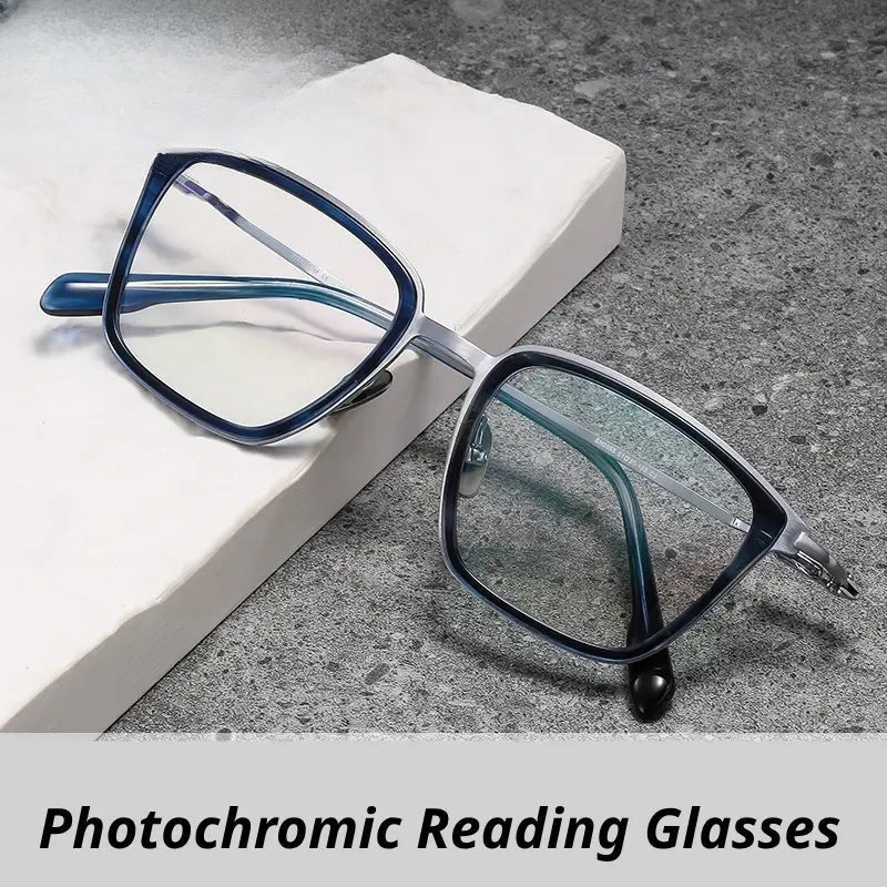Unisex Square Full Rim Titanium Oversized Reading Glasses 570055 — view 1 | Rx Spectacle