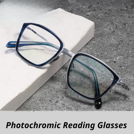Unisex Square Full Rim Titanium Oversized Reading Glasses 570055 — view 1 | Rx Spectacle