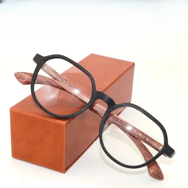 Women's Square Full Rim Wood Prescription Glasses 759239 — view 1 | Rx Spectacle