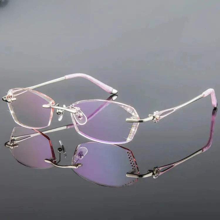 Women's Oval Rimless Titanium Prescription Glasses 2856 — view 3 | Rx Spectacle