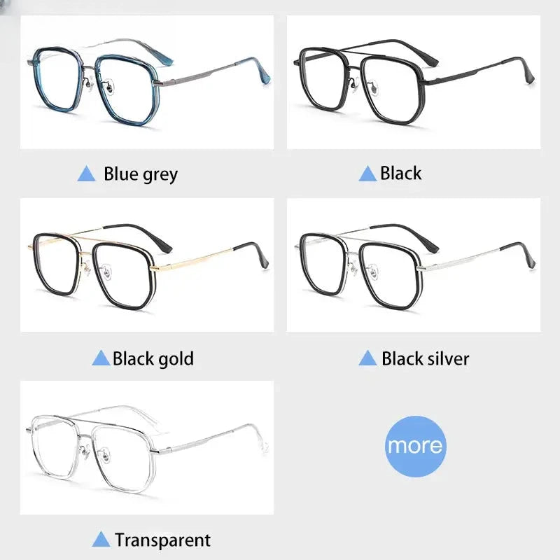 Unisex Square Full Rim Titanium Double Bridge Reading Glasses 2174 — view 5 | Rx Spectacle