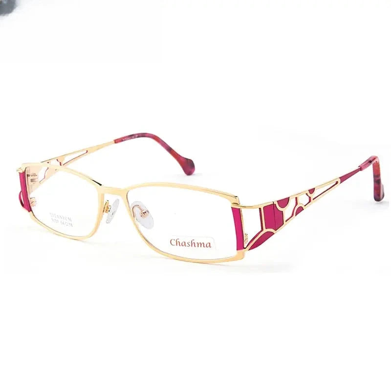 Women's Rectangular Full Rim Titanium Prescription Glasses 91373 — view 1 | Rx Spectacle