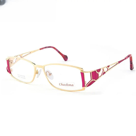 Women's Rectangular Full Rim Titanium Prescription Glasses 91373 — view 1 | Rx Spectacle