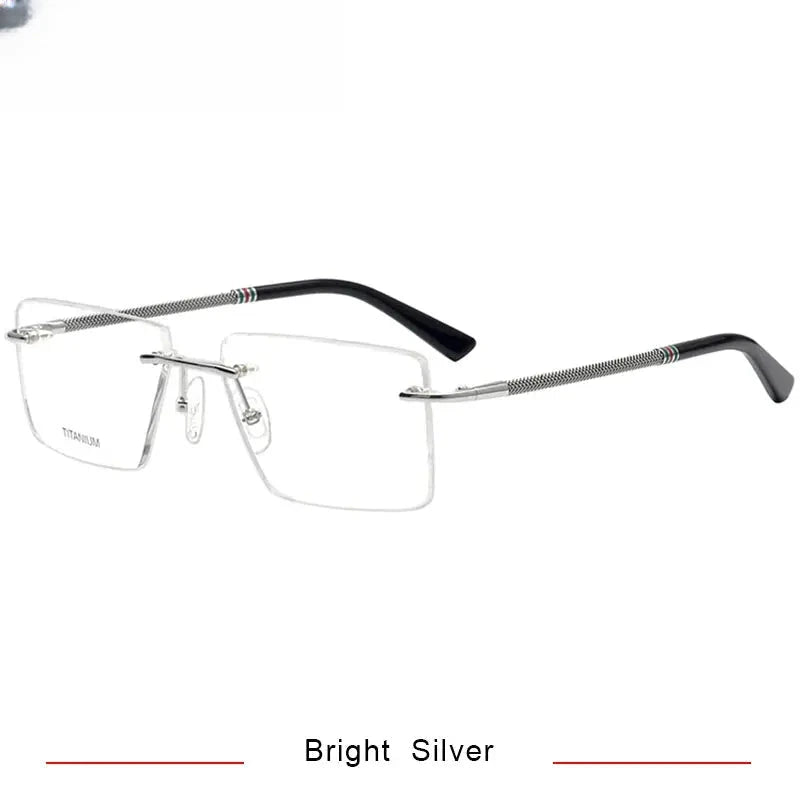Unisex Square Rimless Titanium Prescription Glasses 1657 — view 9 | Rx Spectacle