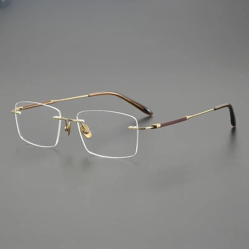 Women's Square Rimless Titanium Prescription Glasses 611287 — view 4 | Rx Spectacle