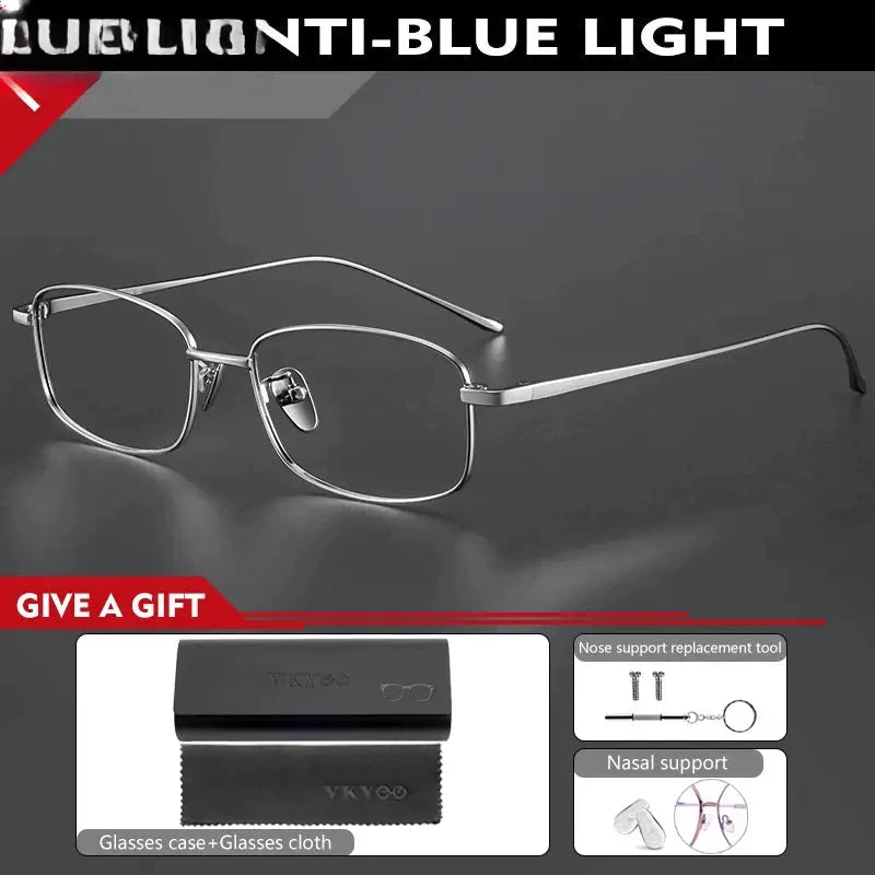 Unisex Square Full Rim Titanium Reading Glasses 8027 — view 8 | Rx Spectacle