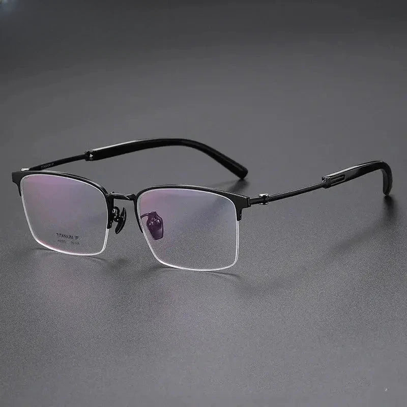 Men's Square Semi-Rimless Titanium Prescription Glasses 402035 — view 3 | Rx Spectacle