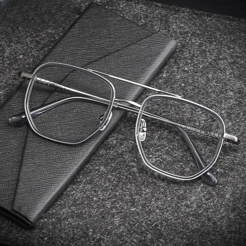 Unisex Oval Full Rim Titanium Double Bridge Reading Glasses 621361 — view 1 | Rx Spectacle