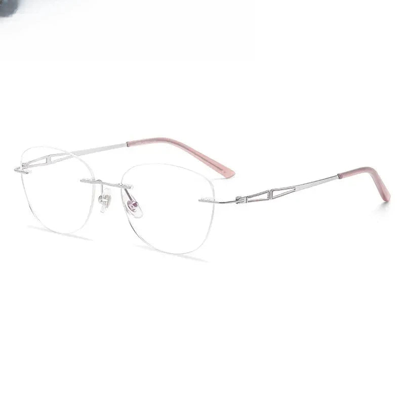 Women's Oval Rimless Titanium Prescription Glasses 60894 — view 5 | Rx Spectacle
