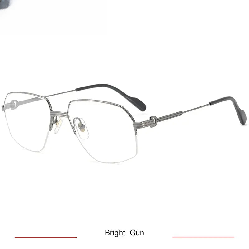Unisex Oval Semi-Rimless Titanium Prescription Glasses 420285 — view 3 | Rx Spectacle