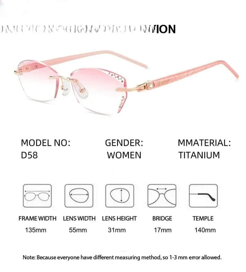 Women's Oval Rimless Titanium Prescription Glasses 613558 — view 2 | Rx Spectacle