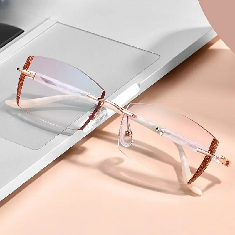 Women's Square Rimless Titanium Prescription Glasses 52025 — view 8 | Rx Spectacle