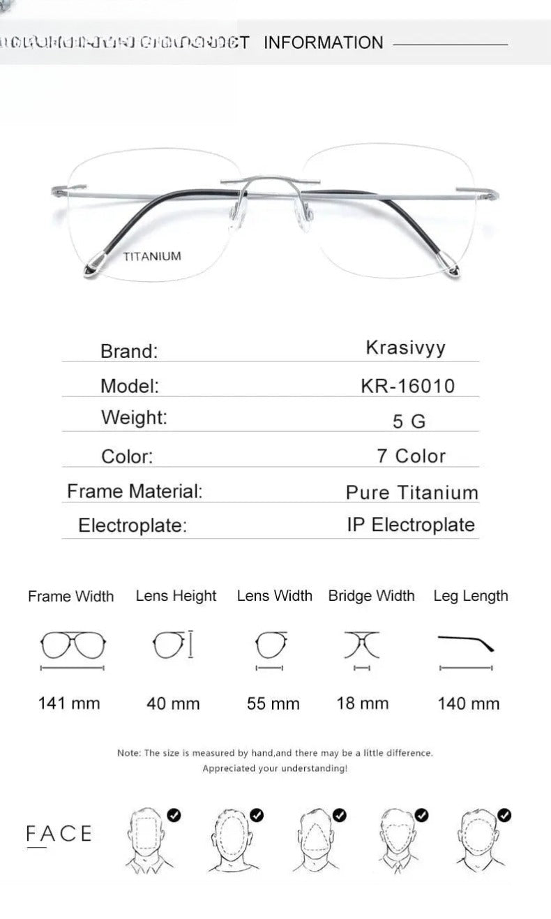 Men's Square Rimless Titanium Prescription Glasses Kr16010 — view 13 | Rx Spectacle