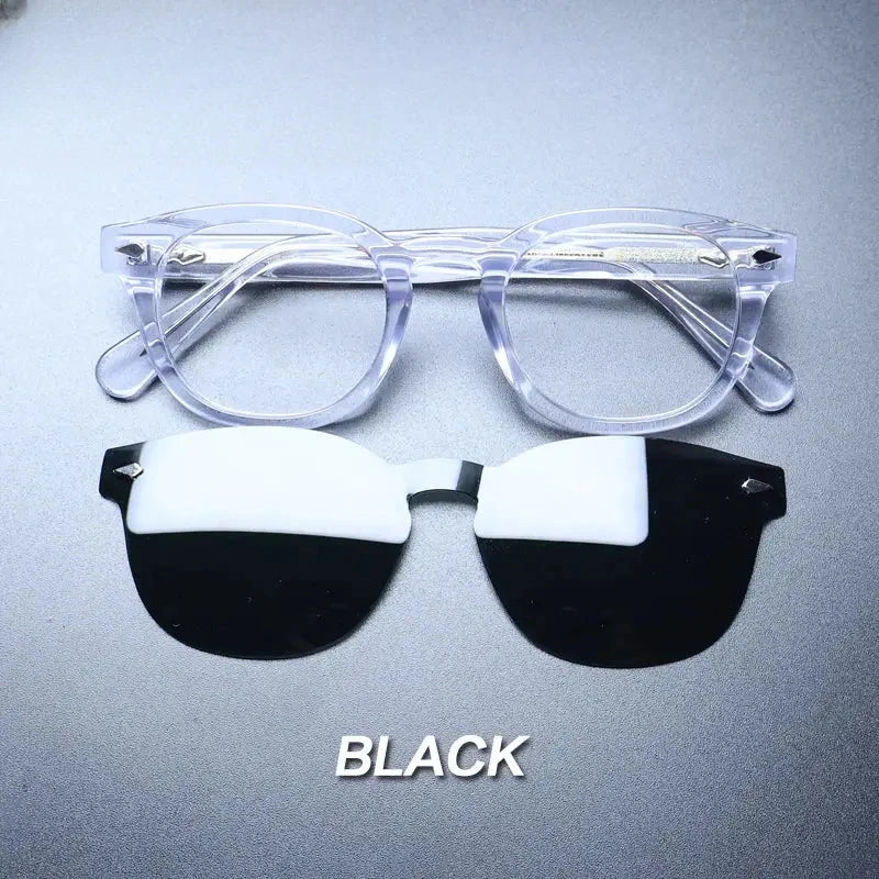 Unisex Round Full Rim Acetate Clip-On Prescription Glasses 1237 — view 23 | Rx Spectacle
