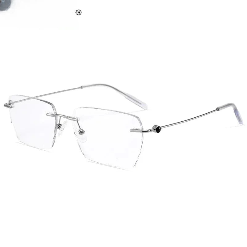 Unisex Square Rimless Titanium Reading Glasses V0620 — view 1 | Rx Spectacle