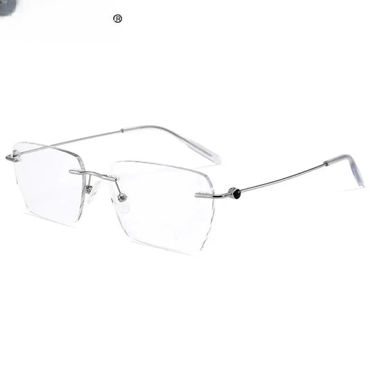 Unisex Square Rimless Titanium Reading Glasses V0620 — view 1 | Rx Spectacle