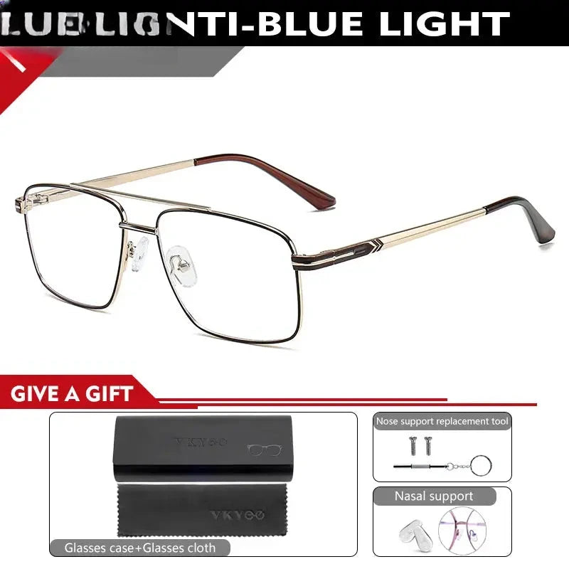 Women's Square Full Rim Alloy Double Bridge Reading Glasses 6926 — view 10 | Rx Spectacle