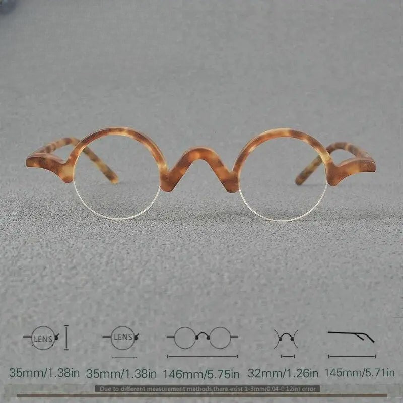 Unisex Round Semi-Rimless Acetate Prescription Glasses — view 3 | Rx Spectacle