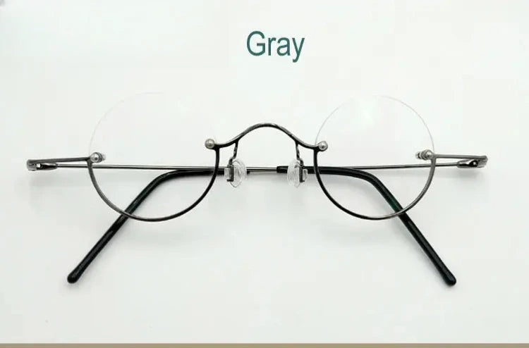 Unisex Round Semi-Rimless Stainless Steel Reading Glasses 3636 — view 5 | Rx Spectacle