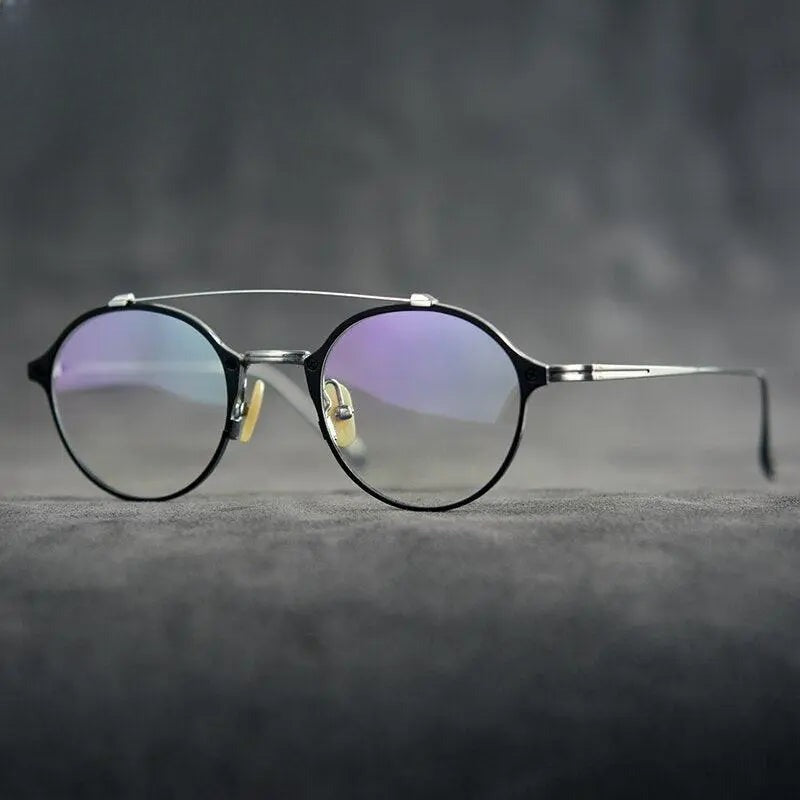 Unisex Round Full Rim Titanium Double Bridge Prescription Glasses Gxyj340 — view 7 | Rx Spectacle