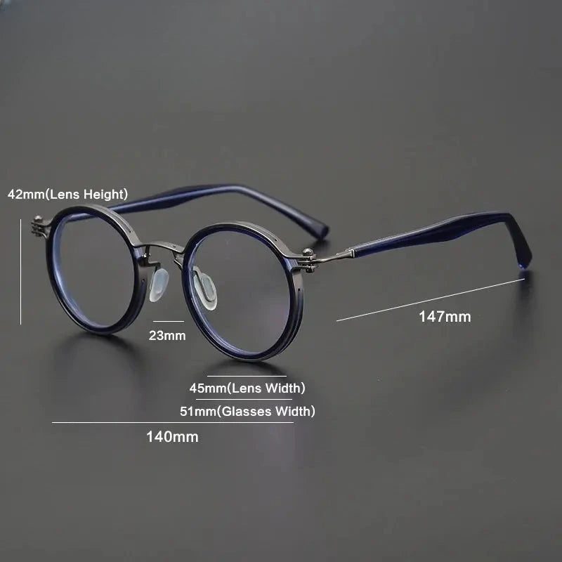 Unisex Round Full Rim Titanium Prescription Glasses Gxyj576 — view 3 | Rx Spectacle
