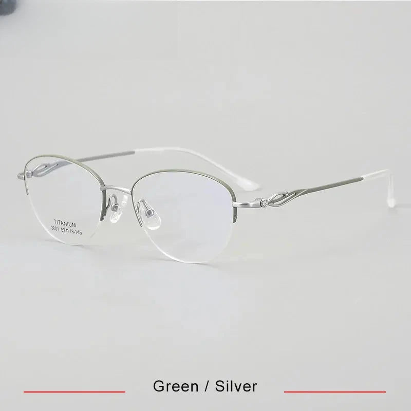 Unisex Oval Semi-Rimless Titanium Prescription Glasses 33001 — view 5 | Rx Spectacle