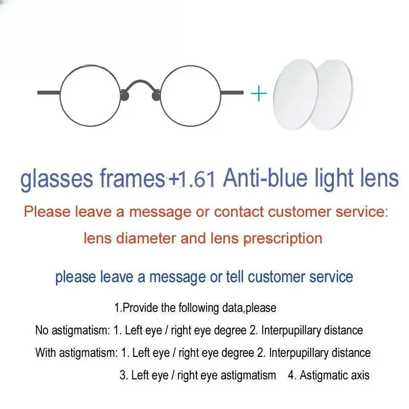 Unisex Round Full Rim Stainless Steel Prescription Glasses Y065 — view 5 | Rx Spectacle