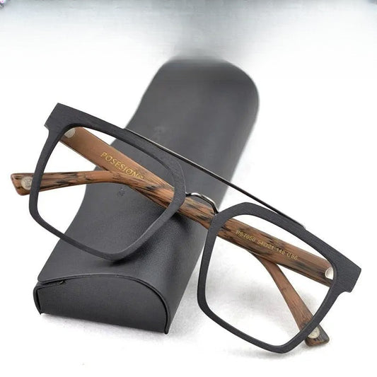 Men's Square Full Rim Wood Prescription Glasses Ps7050 — view 1 | Rx Spectacle