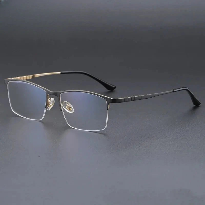 Men's Square Semi-Rimless Titanium Prescription Glasses 745002 — view 5 | Rx Spectacle