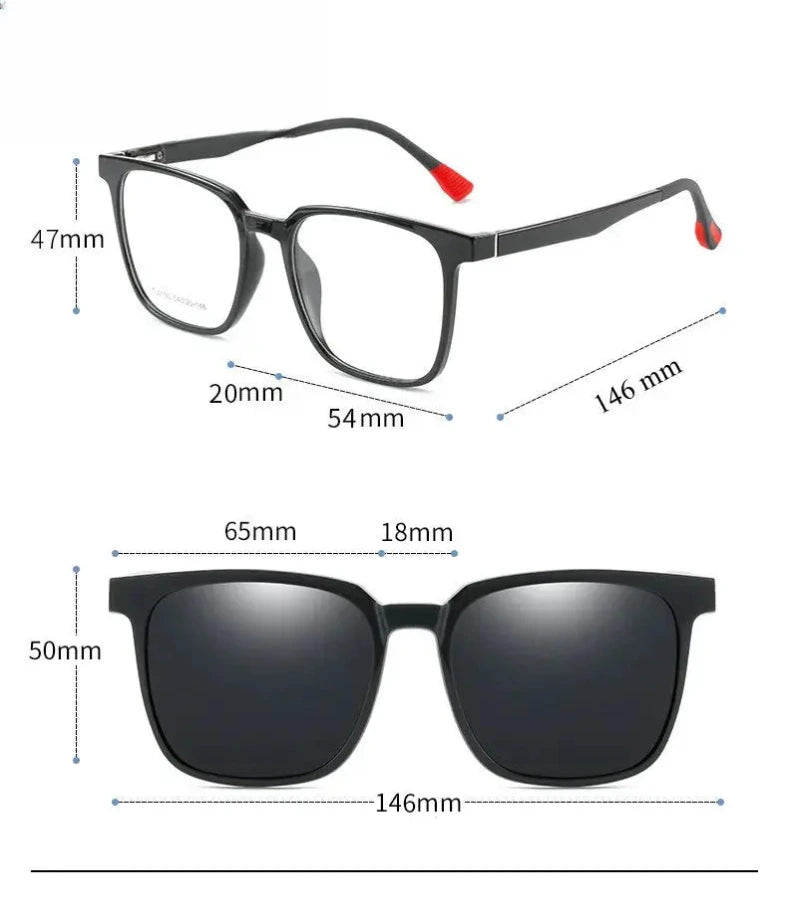 Unisex Square Full Rim Titanium Clip-On Prescription Glasses 21907 — view 2 | Rx Spectacle