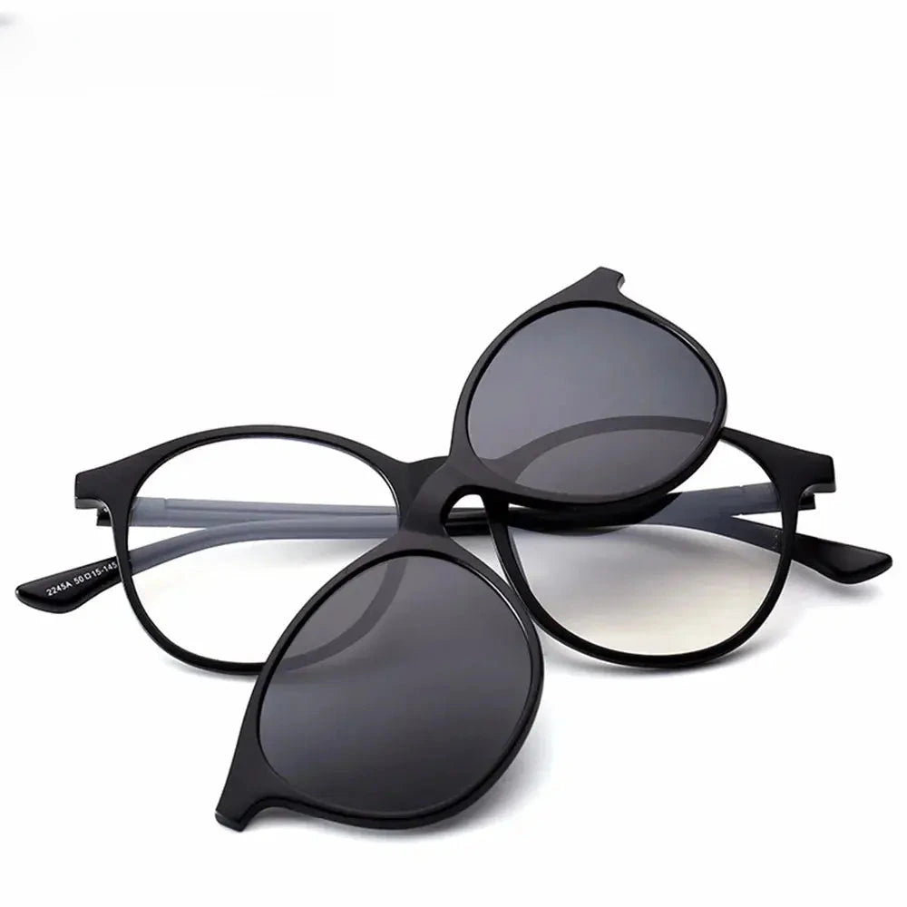 Women's Square Full Rim Titanium Clip-On Prescription Glasses 72245 — view 2 | Rx Spectacle