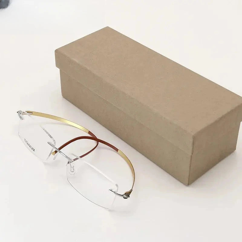 Unisex Square Rimless Titanium Screwless Prescription Glasses 5001 — view 1 | Rx Spectacle