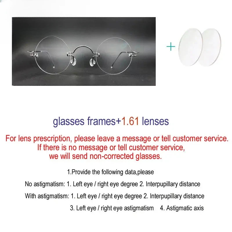 Unisex Round Rimless Stainless Steel Screwless Prescription Glasses 4040 — view 3 | Rx Spectacle