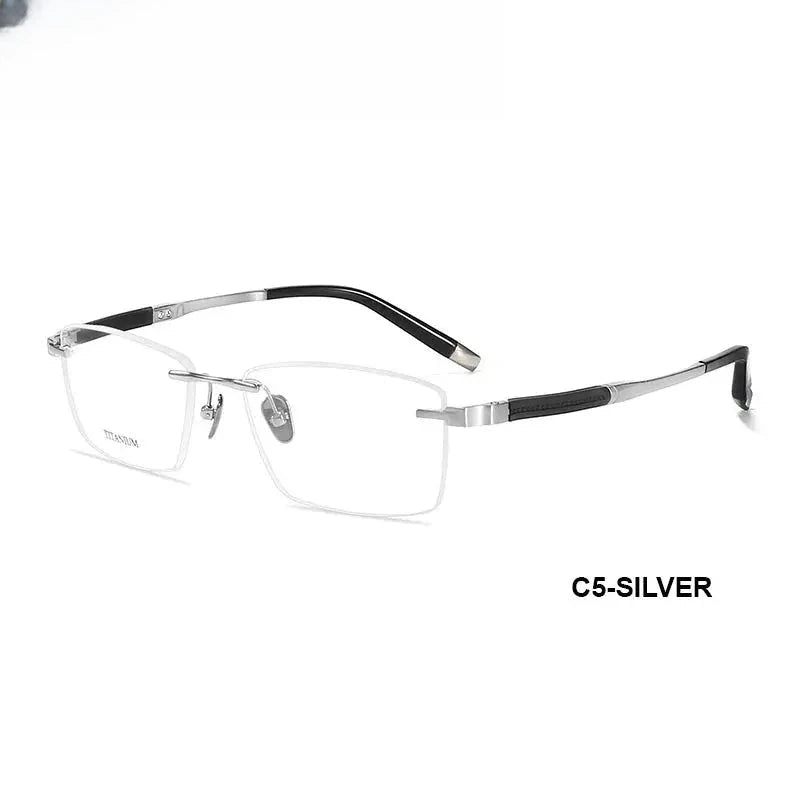 Women's Square Rimless Titanium Prescription Glasses 90584 — view 7 | Rx Spectacle