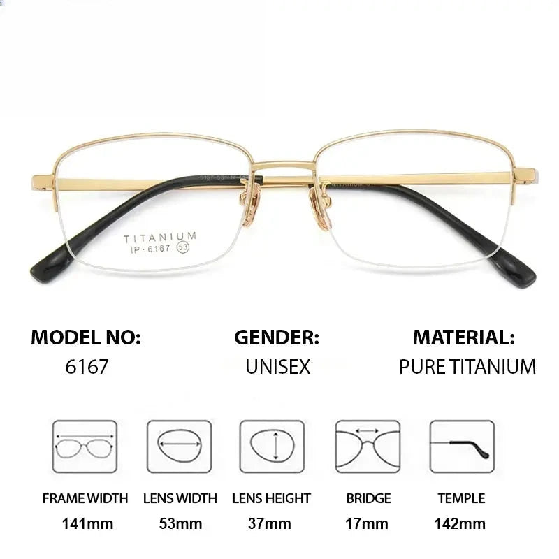 Unisex Square Semi-Rimless Titanium Prescription Glasses 966167 — view 2 | Rx Spectacle