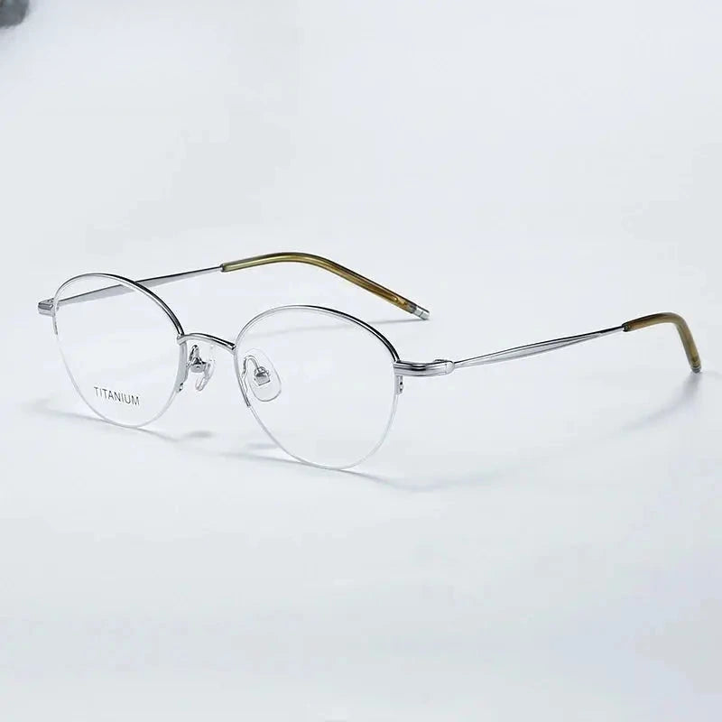 Women's Round Semi-Rimless Titanium Prescription Glasses 72948 — view 3 | Rx Spectacle