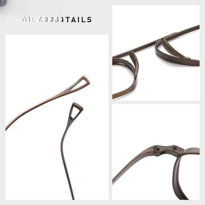 Unisex Square Full Rim Titanium Double Bridge Reading Glasses 49501 — view 3 | Rx Spectacle