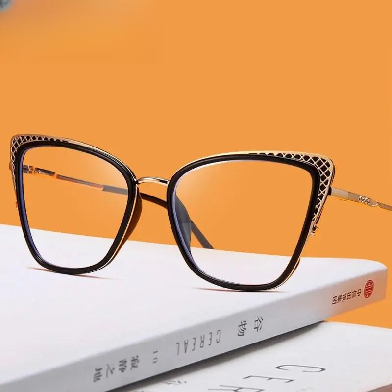 Women's Cat Eye Full Rim Titanium Prescription Glasses 1525 — view 11 | Rx Spectacle