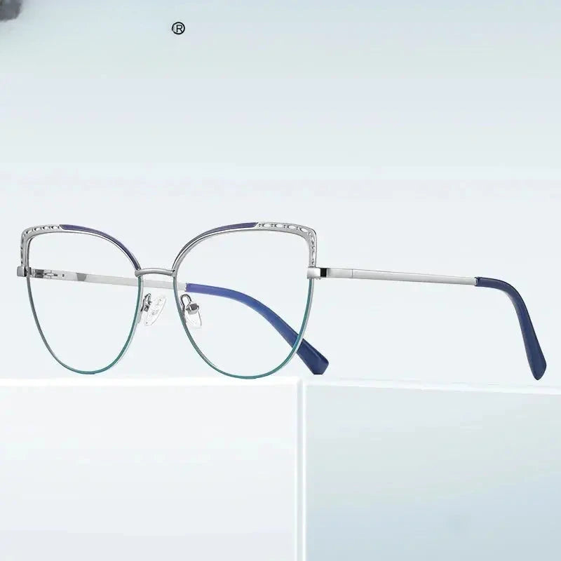 Women's Cat Eye Full Rim Alloy Reading Glasses Pfd3112 — view 2 | Rx Spectacle
