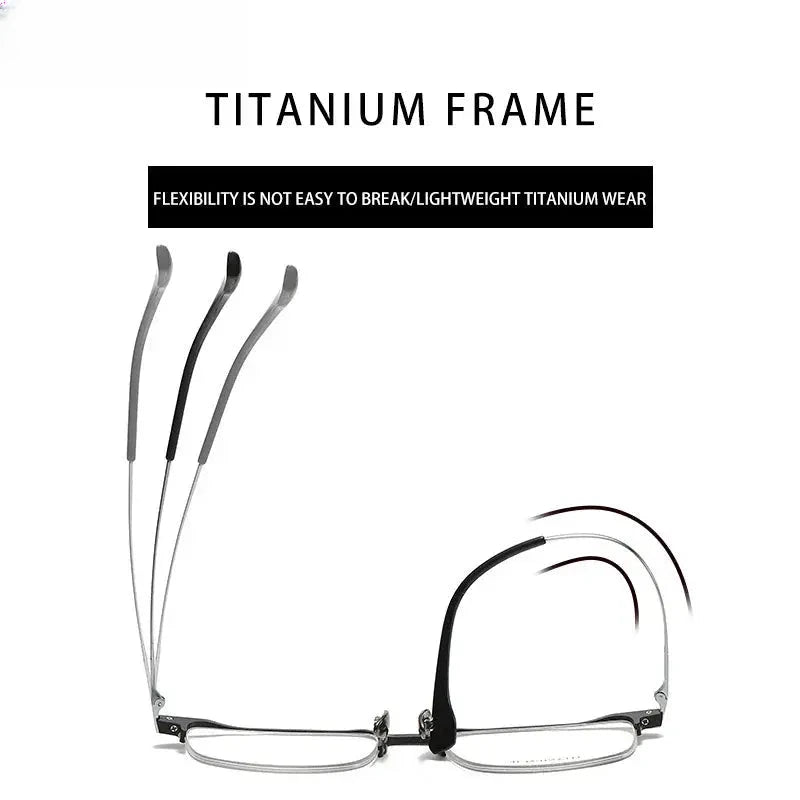 Unisex Square Semi-Rimless Titanium Reading Glasses V20261 — view 6 | Rx Spectacle