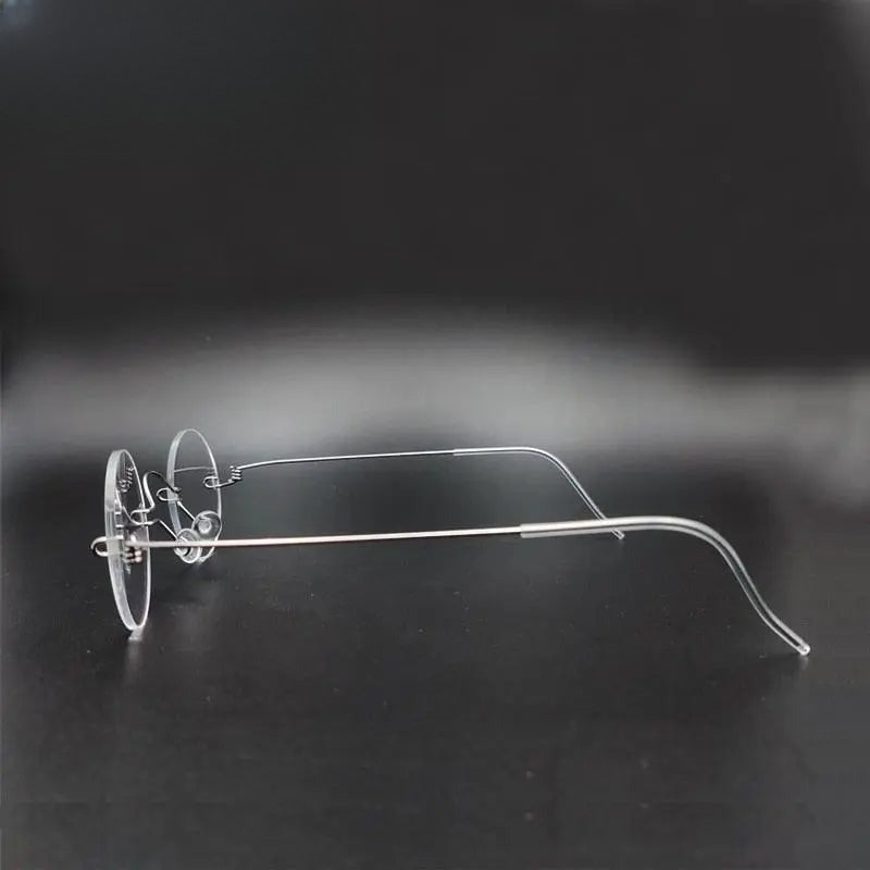 Unisex Round Rimless Stainless Steel Prescription Glasses Y017 — view 3 | Rx Spectacle