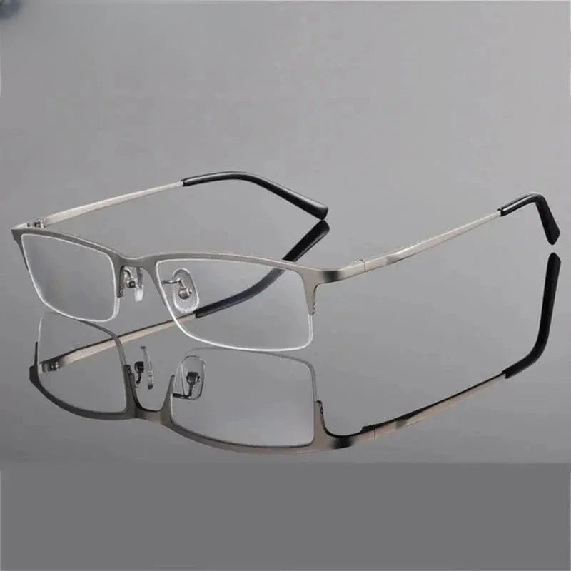 Men's Square Semi-Rimless Titanium Prescription Glasses 78906 — view 1 | Rx Spectacle