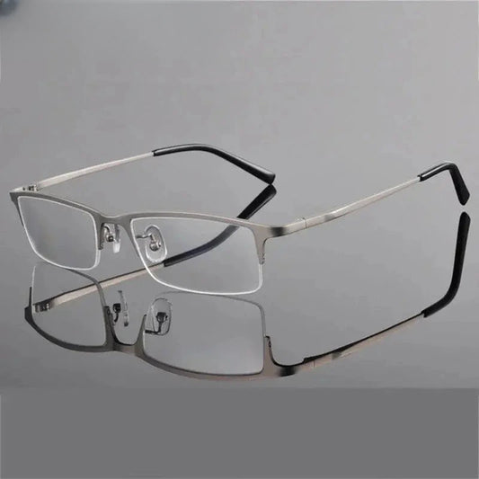 Men's Square Semi-Rimless Titanium Prescription Glasses 78906 — view 1 | Rx Spectacle