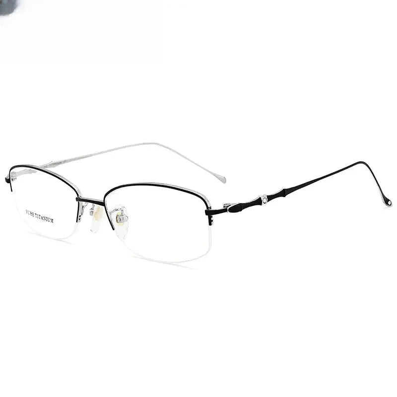 Women's Oval Semi-Rimless Titanium Prescription Glasses 888331 — view 4 | Rx Spectacle